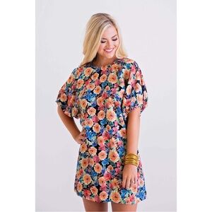 Karlie Aster Floral Puff Sleeve Mini Dress S